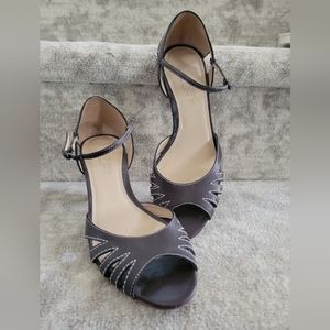 Ann Taylor Loft Brown Open Toe Kitten Heels - Size 6